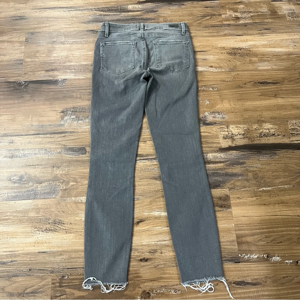 PAIGE Charcoal Grey Verdugo Ankle Cropped Distressed Skinny Women's Denim Jeans - Picture 6 of 15
